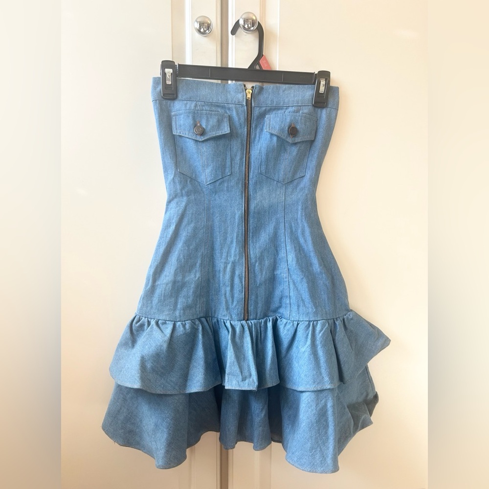 Denim Ruffle Dress - Picture 3 of 5
